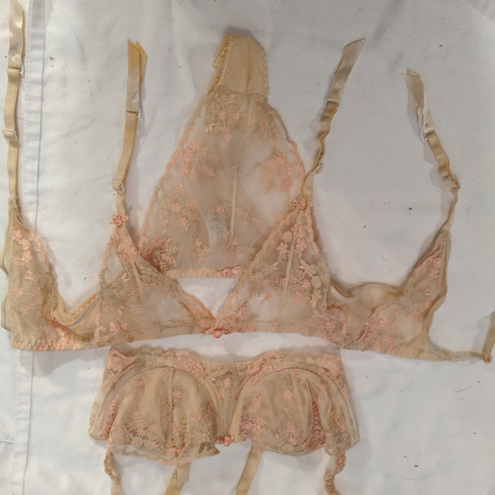 Bra, panty and matching garter belt